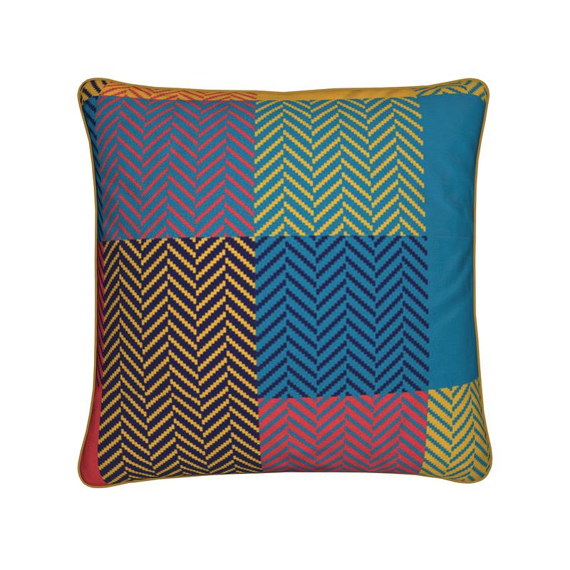 Creative tweed colour block scatter cushion