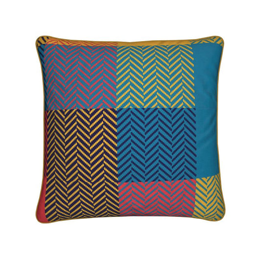 Creative tweed colour block scatter cushion