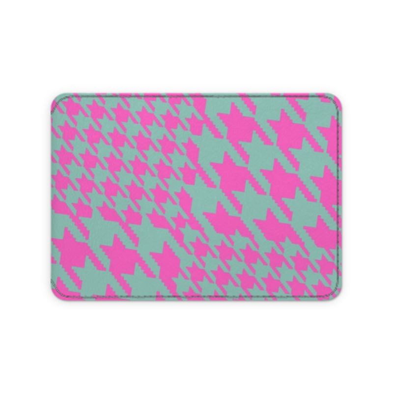 Houndstooth Pattern Leather Card Case