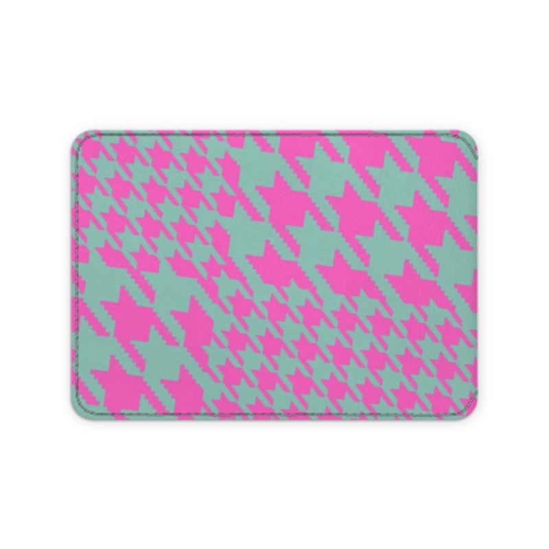 Houndstooth Pattern Leather Card Case