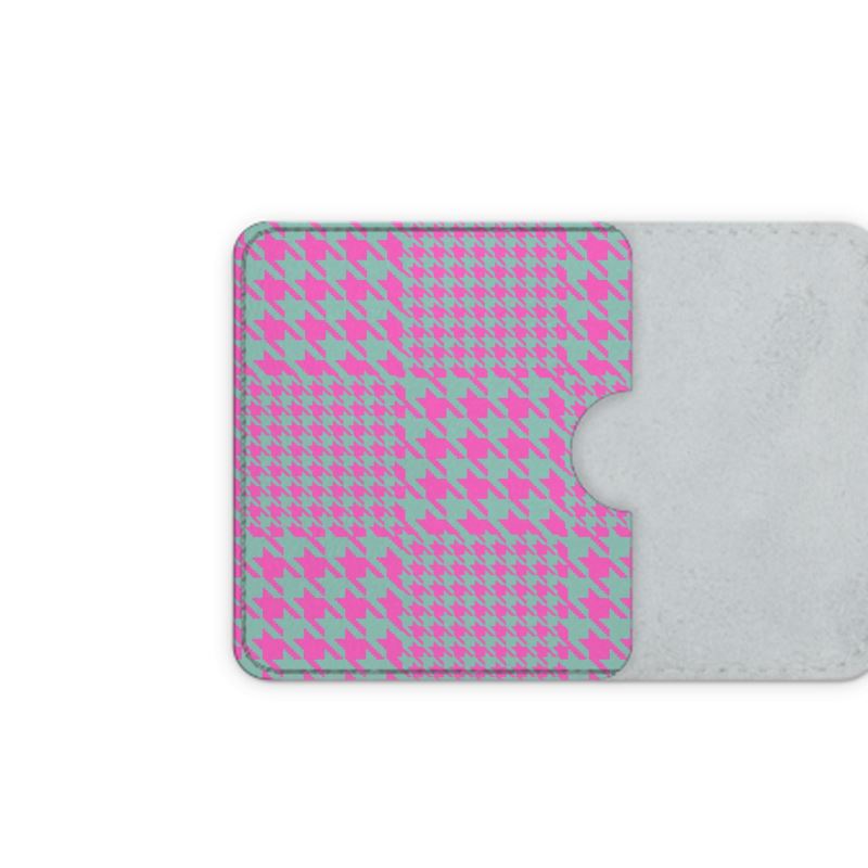 Houndstooth Pattern Leather Card Case