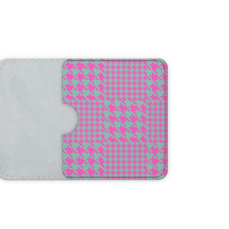 Houndstooth Pattern Leather Card Case