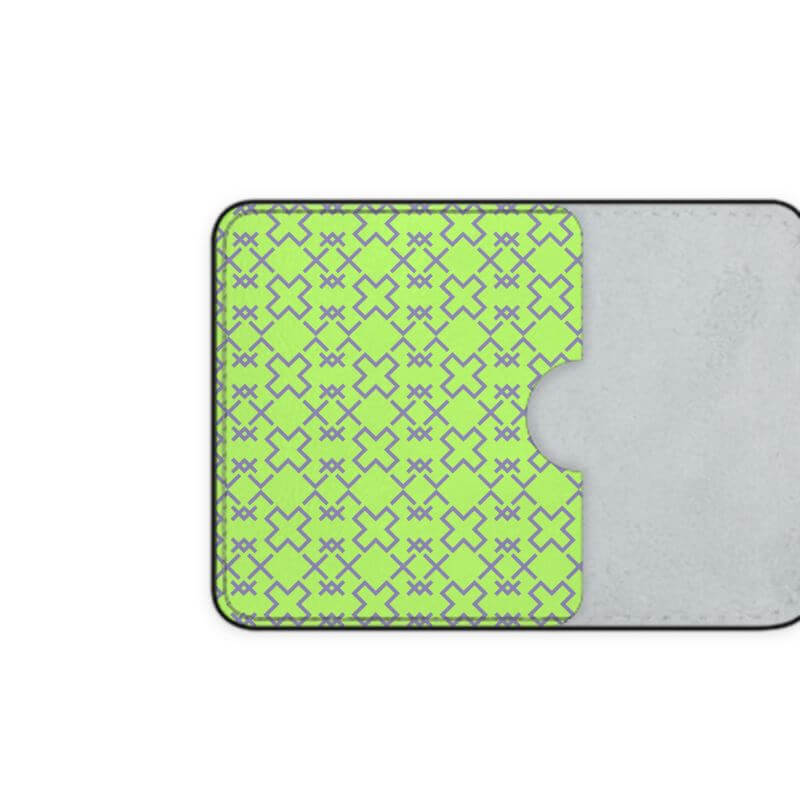 Fair Isle inspired neon yellow leather credit card holder