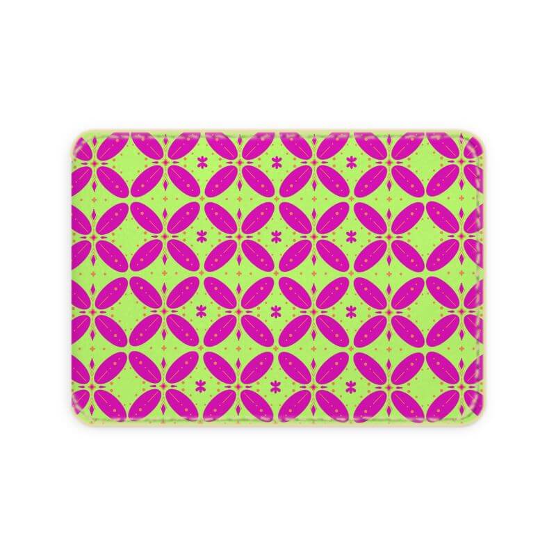 Flower motif hot pink and yellow luxury leather credit card holder