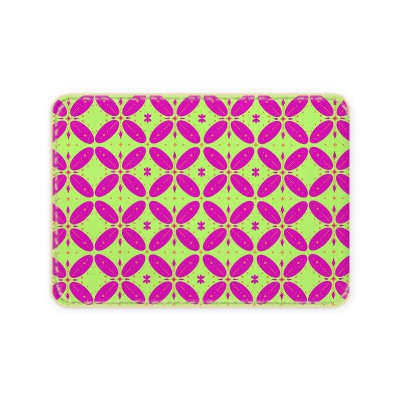 Flower motif hot pink and yellow luxury leather credit card holder