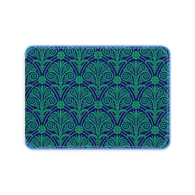 Navy and lime green patterned luxury leather credit card wallet