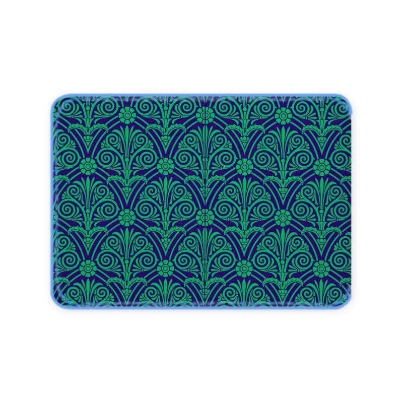 Navy and lime green patterned luxury leather credit card holder