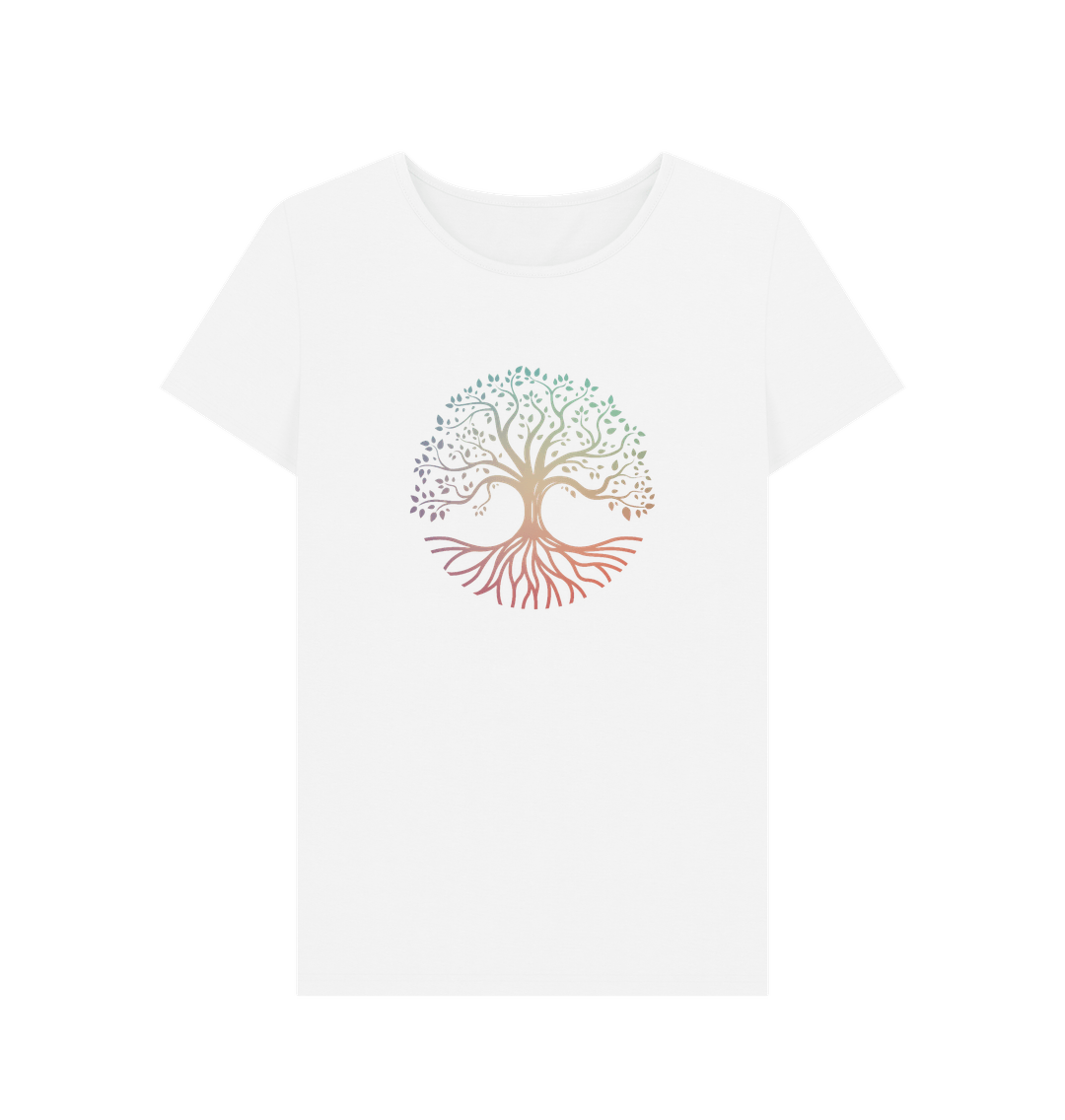 White Celtic Tree of Life Crew Kneck T-shirt