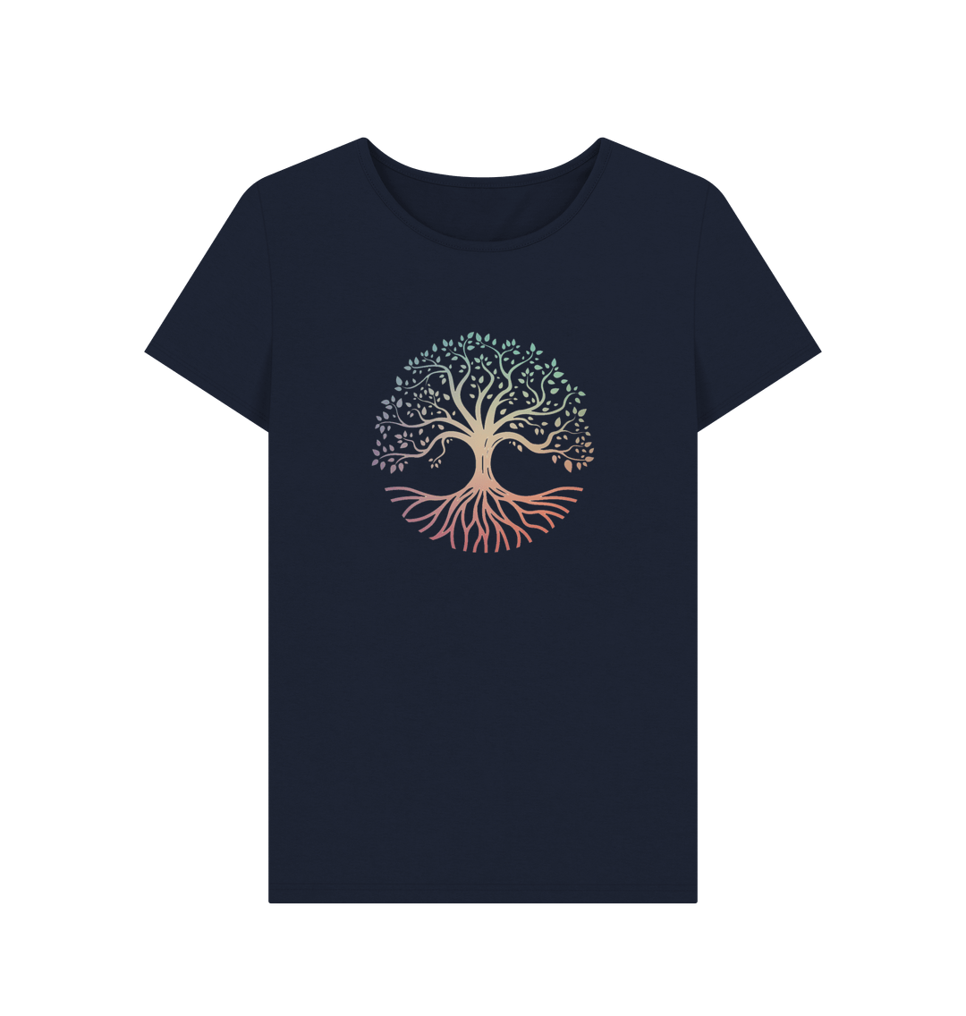 Navy Blue Celtic Tree of Life Crew Kneck T-shirt