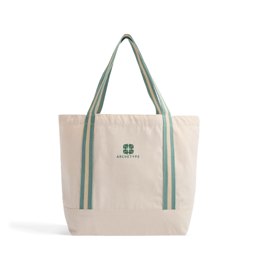 Natural/Sage Green Sage Organic Cotton Tote Bag