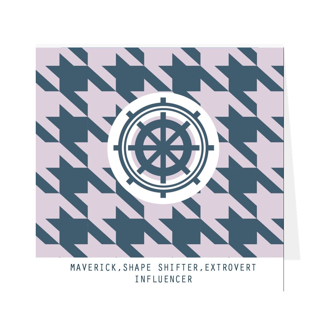 Houndstooth print with Taranis wheel greetings card