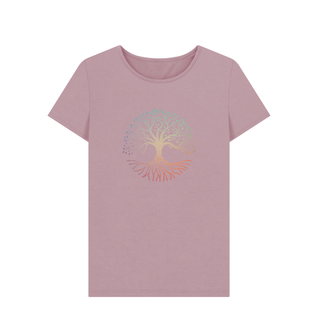 Mauve Celtic Tree of Life Crew Kneck T-shirt