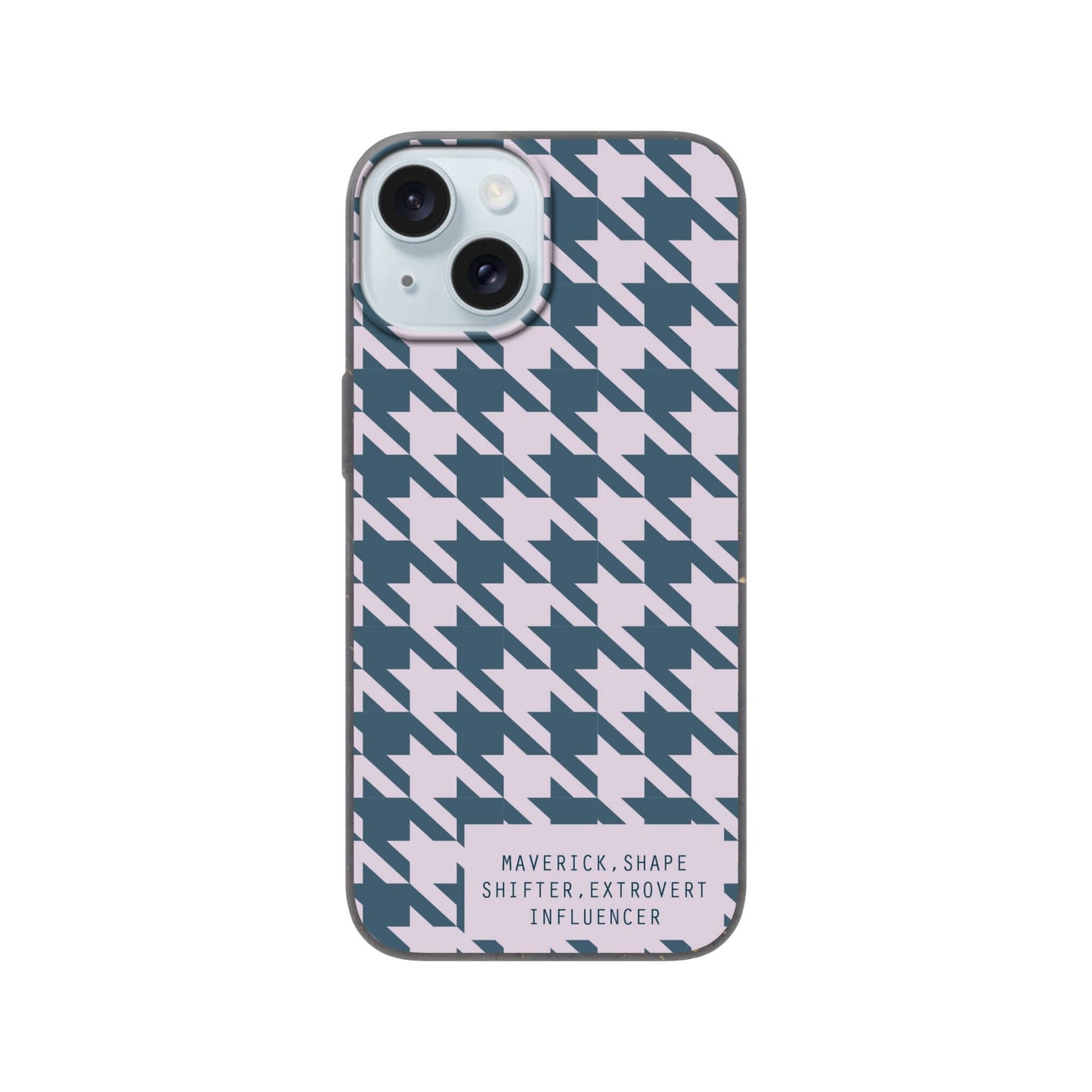 Biodegradable phone case with houndstooth print