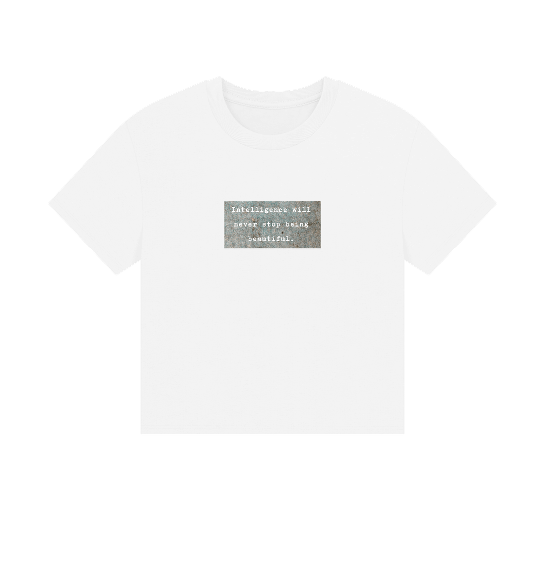 White Intelligence quote Boxy Tee