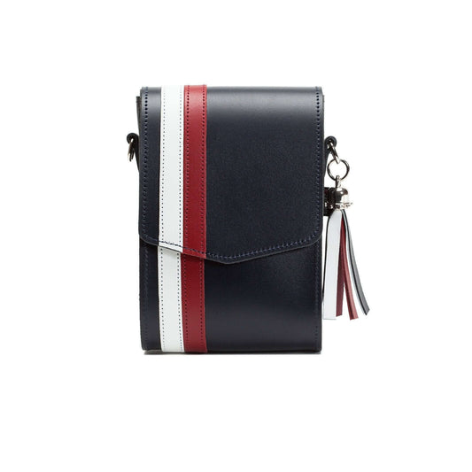Black Red and White Handmade Leather Festival Phone Bag
