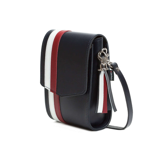Black Red and White Handmade Leather Festival Phone Bag