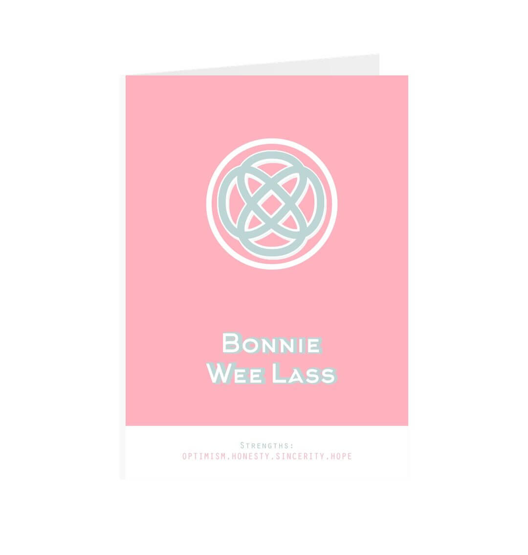 White Bonnie Wee Lass Greetings Card