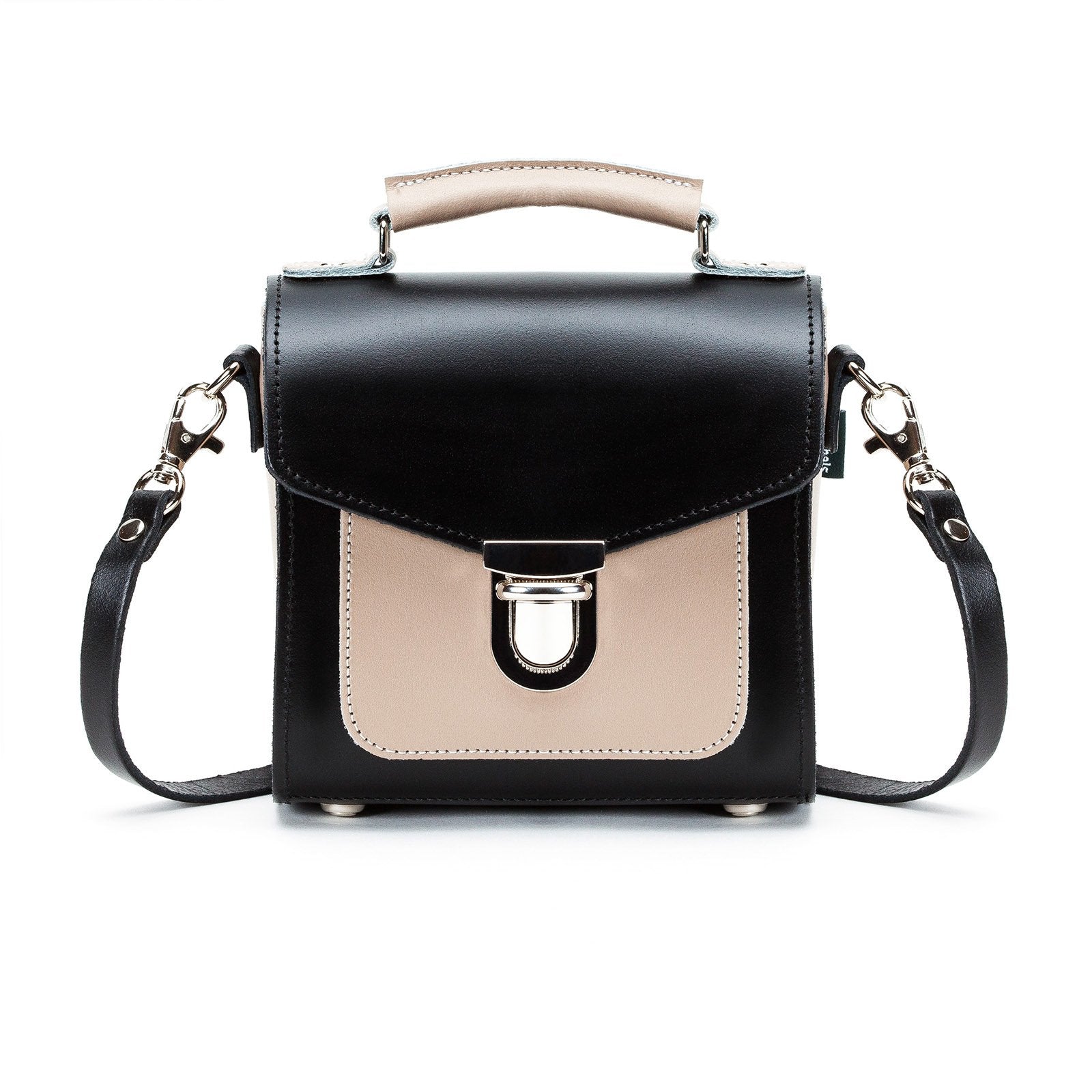 Handmade Leather Sugarcube Handbag - Cafe Noir