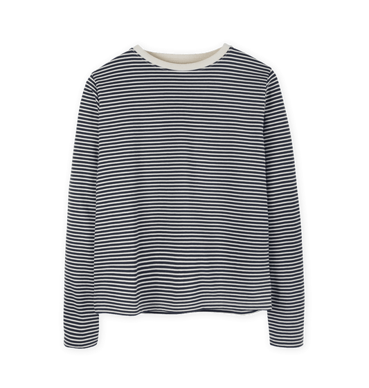 Oat & Navy Stripe Women\u2019s Navy Striped Organic Cotton T shirt